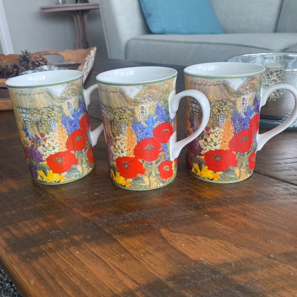 3 House of Alorah Fine Bone China Mugs Set - Multicolor